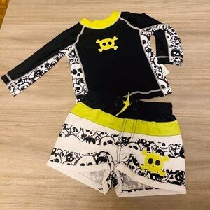 Koala Kids Baby 2 Piece Swim Skull Rashguards - SZ 3-6 M, 6-9 M